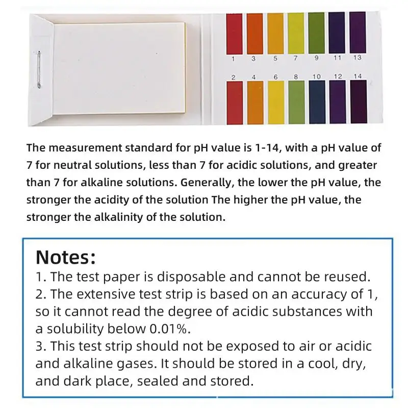 Papeles probadores de PH universales, papel de prueba Indicador de tornasol para el hogar, accesorios de medición de acuario de agua, PH 1-14, 80