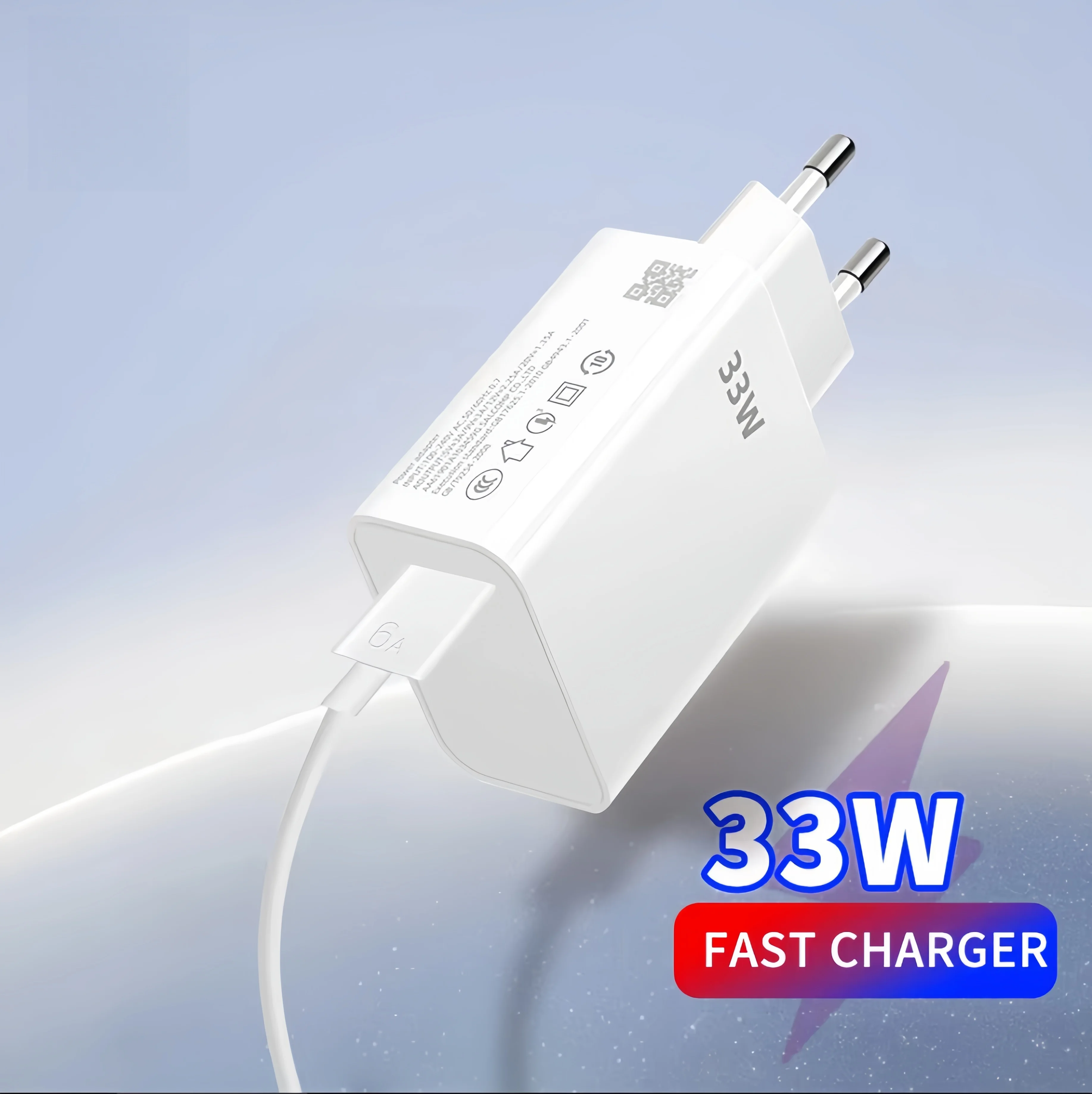 Universal Charger PD USB Fast Charging Phone 33W Quick Charger With 6A Type-C Cable For iPhone Xiaomi POCO Samsung USB-C Adapter