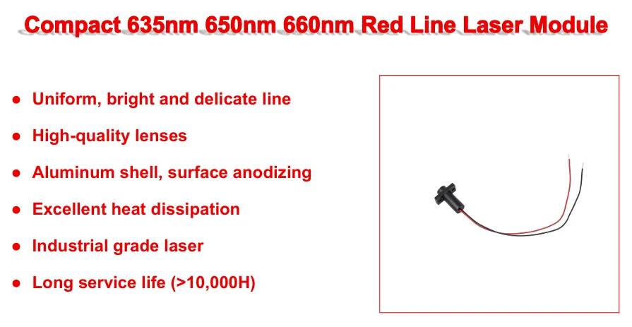 Neues kompaktes rotes Linienlaserdiodenmodul 635nm 650nm 660nm D9mm 0,5mW 1mW 5mW 10mW 20mW 3V Industriequalität für Holzbearbeitung – Detail 1