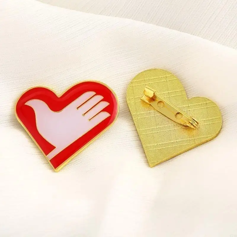 Elegant Heart Lapel Pin Delicate Heart Badge for Community Service