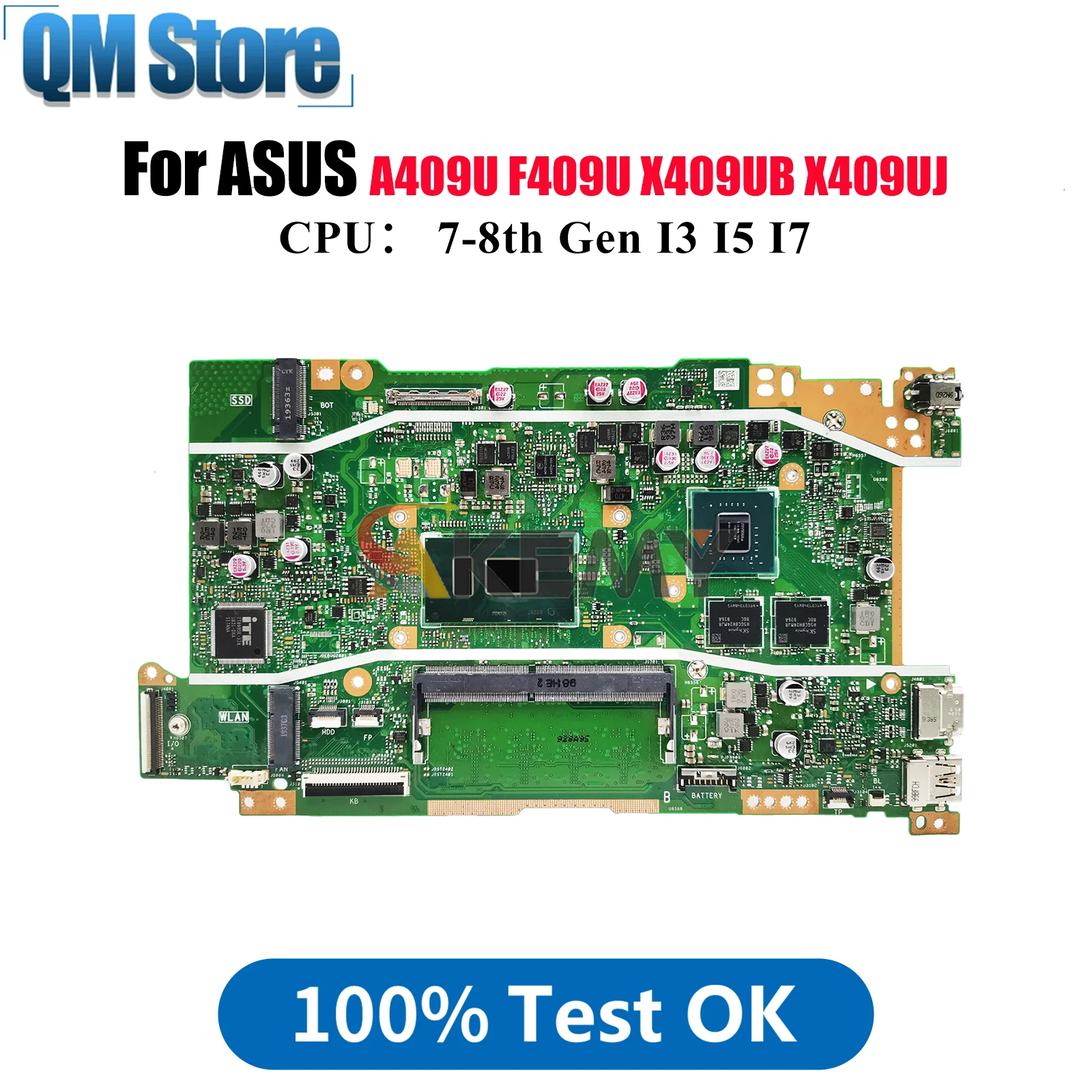 

X409UB Laptop Motherboard For ASUS VivoBook F409U X409UJ A509U X409U A409U X409UB F509U Notebook Mainboard With I3 I5 I7 CPU stk