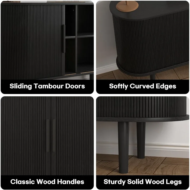 47 "sideboard, locker with locker, locker with sliding door and handle, adjustable shelf, black coffee bar control table
