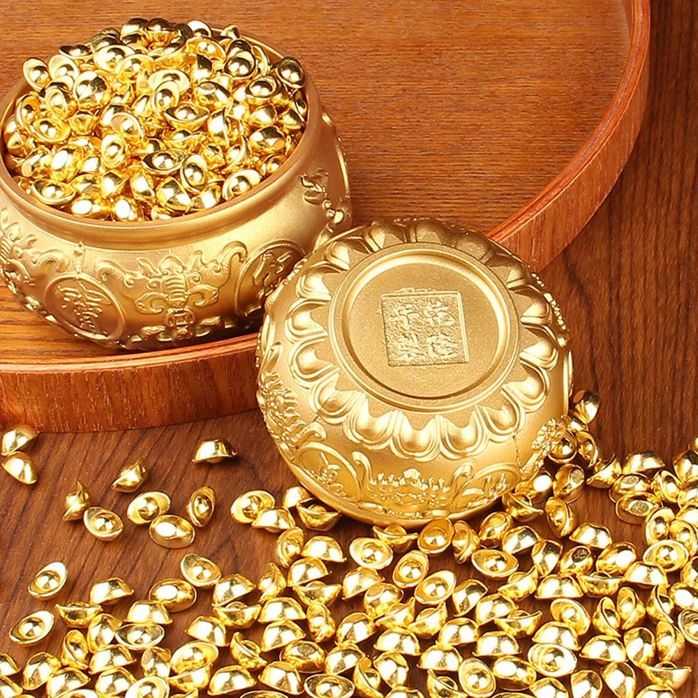 Brass Treasure Bowl Gold Ingot Kit Wealth Fortunate Crafts Ornament Good Luck Fengshui Cornucopia Gift Home Decor