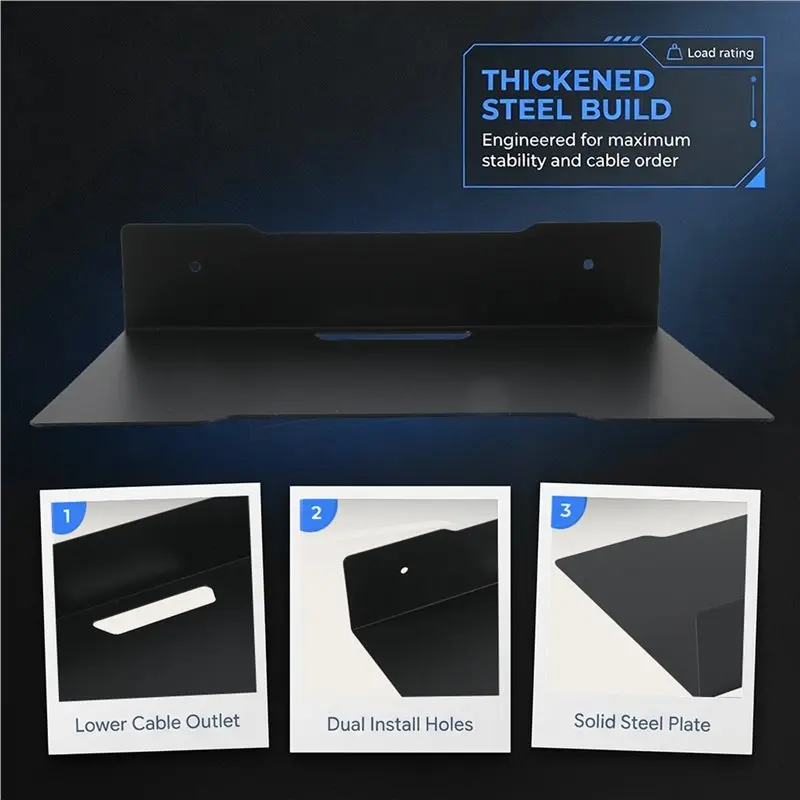 ABBO-Wall Shelf Holder Floating Shelf Stand Wall Mount Storage Rack For TV Projector Speaker Camera Router Easy To Use , Large