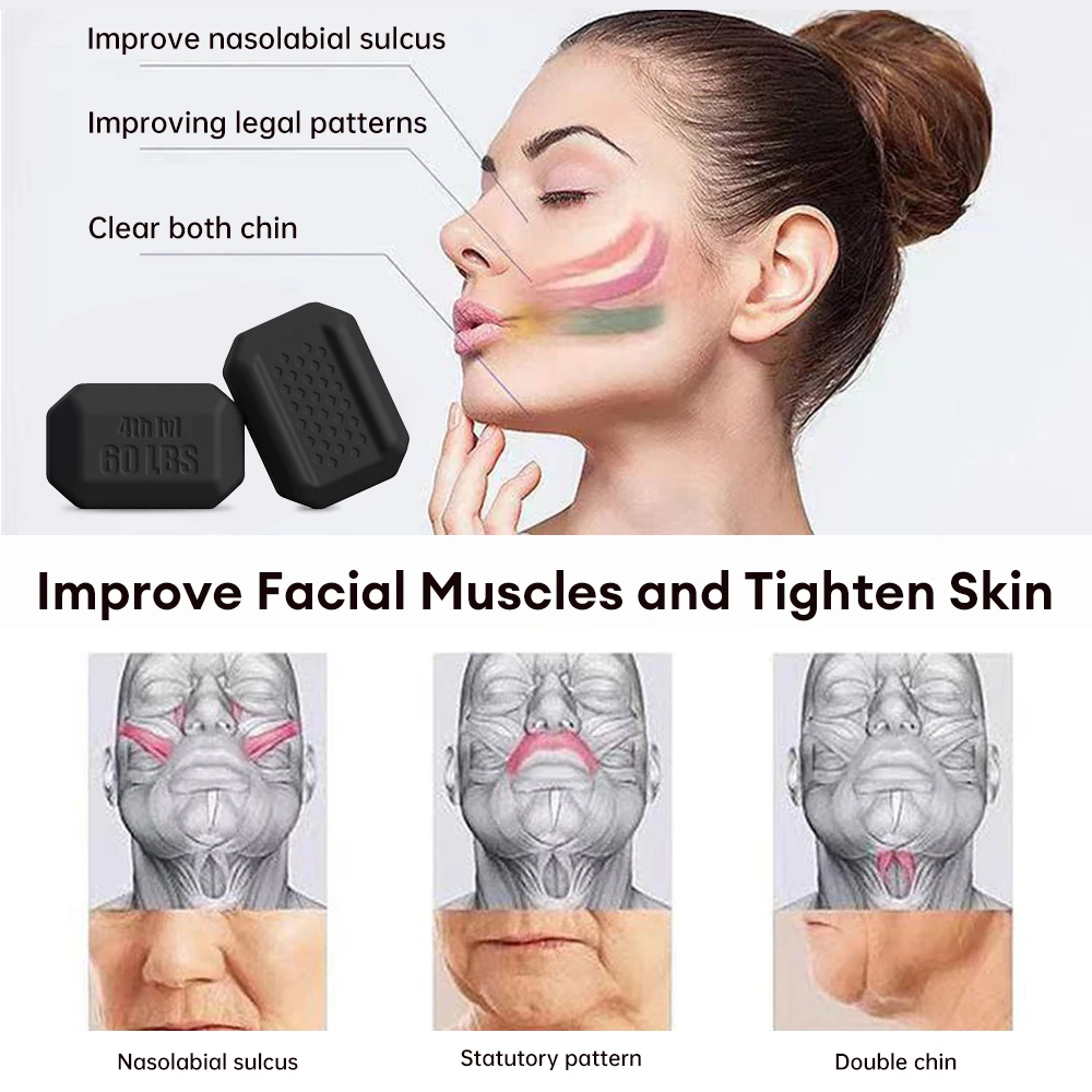 Silicone Jawline Exercier Face Bite Muscle Jawline Trainer Facial Chew Jaw Exercise Fitness Masseter Ball Face Shaping Equipment