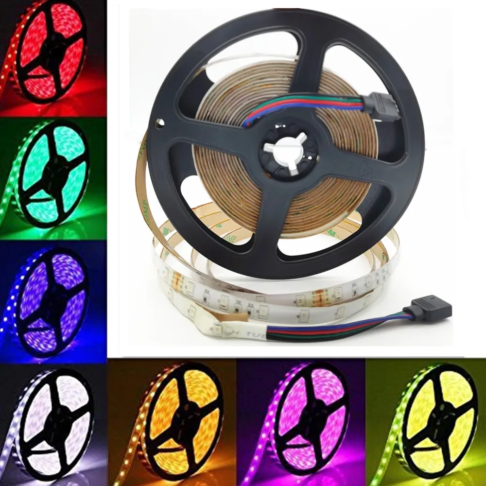 

New SMD 2835 DC12V RGB LED Strip Light 5M 60leds/M NO Waterproof LED Light RGB Leds tape Flexible diode ribbon Warm White/RGB