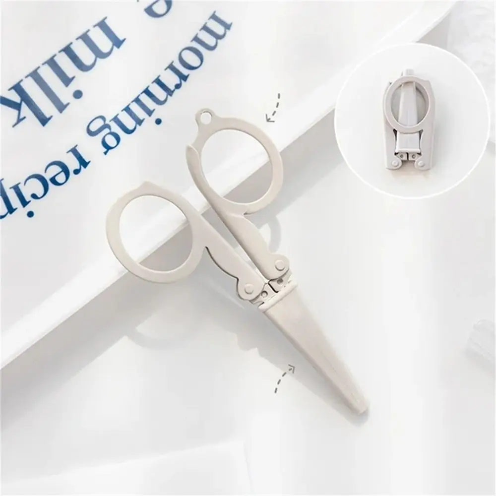 Travel Morandi Color Folding Scissors Stainless Steel Key Chain Stationary Scissors Mini Kawaii Paper Cutter Handmade Tools