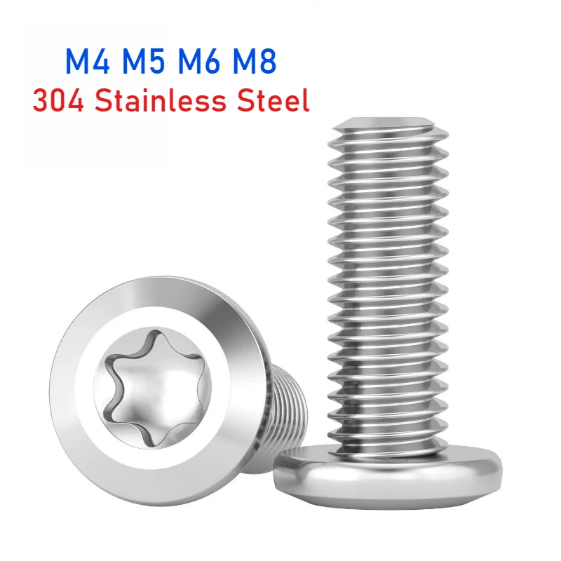 Leijiu M4 M5 M6 M8 304 Stainless Steel Large Flat Bevelled Torx Screw Six-lobe Drive Furniture Screws Bolt