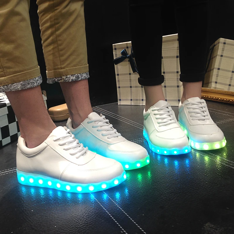 

USB Charger Glowing Sneakers Boys LED Luminous Shoes Girls Breathable Sport Shoes Children Led Casual Shoes Size 34-46