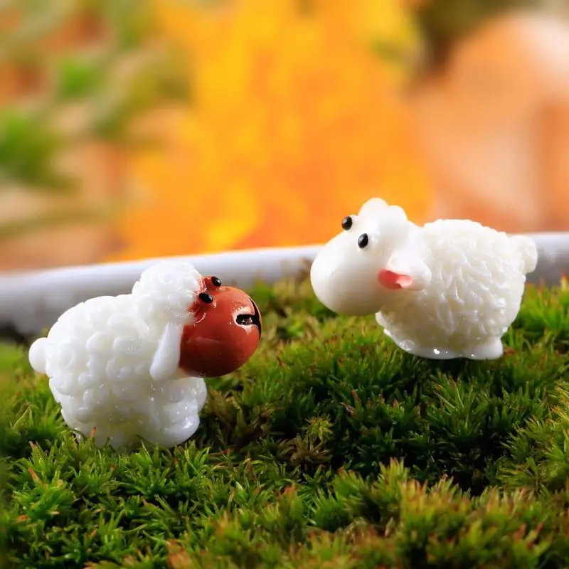 10pcs Mini Herd Figurine Fairy Garden Decoration Luminous Sheep Miniature Figurines Moss Micro Landscape Bonsai Glow Home Decor