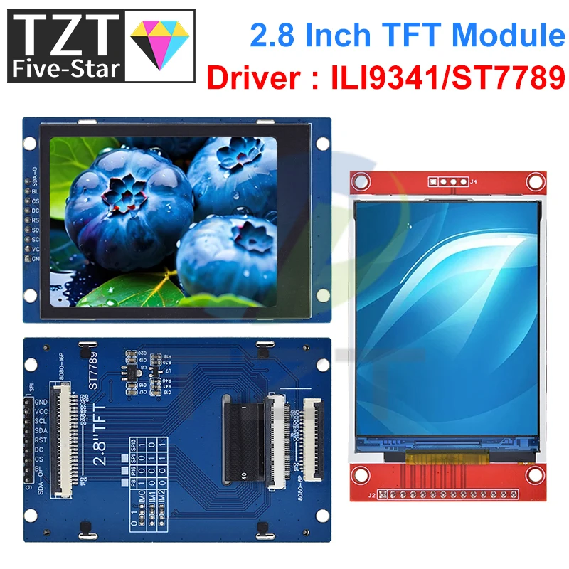 Imagem -04 - Tzt Lcd Serial Port Module para Arduino 2.8 240x320 Spi Tft Pcb Micro sd Ili9341 St77v 5v 3.3v 2.8 Display Led