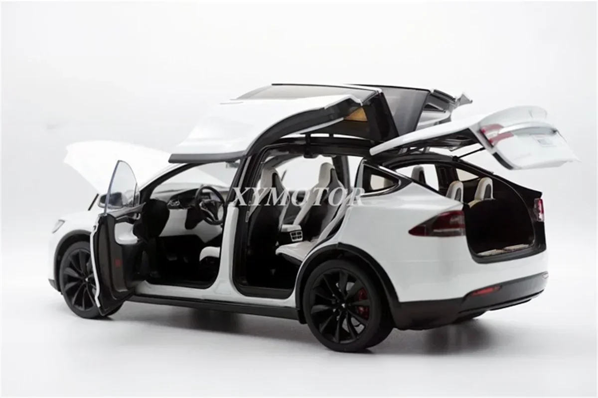 1/18 For Tesla Model X P100D SUV Diecast Model Car White/Gray Kids Toys Gift Display Collection Ornaments