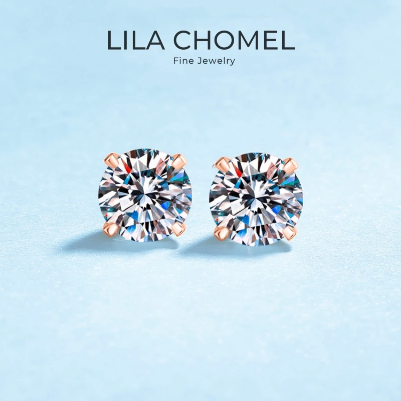 

Girl Birthday Gift 18K Rose Gold Wedding Earplug Earrings 0.3/0.5/1/2CT Moissanite Diamond Women Valentine's Day Screw Earrings
