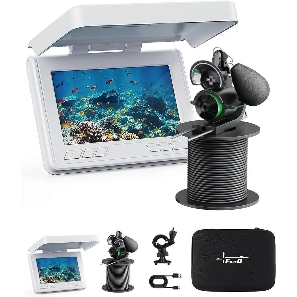 

HD Underwater Fishing Cam with 4.3 Screen, 5000mAh Battery, 65ft Cable & 12 IR Lights for Boat & Ice Fishing