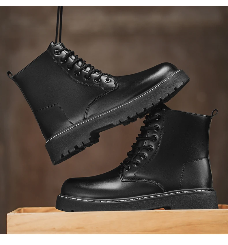 Herren-High-Top-Stiefel, Herrenschuhe, mittelhohe Schaftform, bequemes Innenfutter, modisches Obermaterial, guter Halt, große Größen, geeignet für den Innenbereich. – Detail 15
