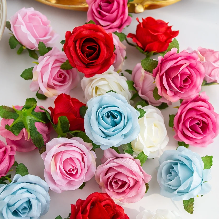 

Artificial Flowers Cheap Silk Rose Heads Home Wedding Garden Decor Christmas Wreath Party DIY Gift Box Scrapbook Craft Hot Sale