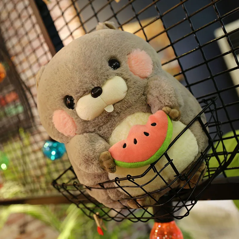 New Kawaii Groundhog Plush Toy Cute Hamster Holding Cartoon Strawberry Toy Soft Stuffed Animal Plush Toys For Girls Boys X-mas G