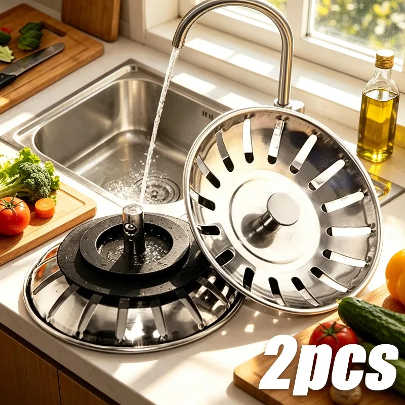 [Stainless Steel Drain Filters] 2pcs Pool Bathtub Drain Filters Kitchen Sink Accessorie，Suitable for Bathroom Sinks, Washbasins