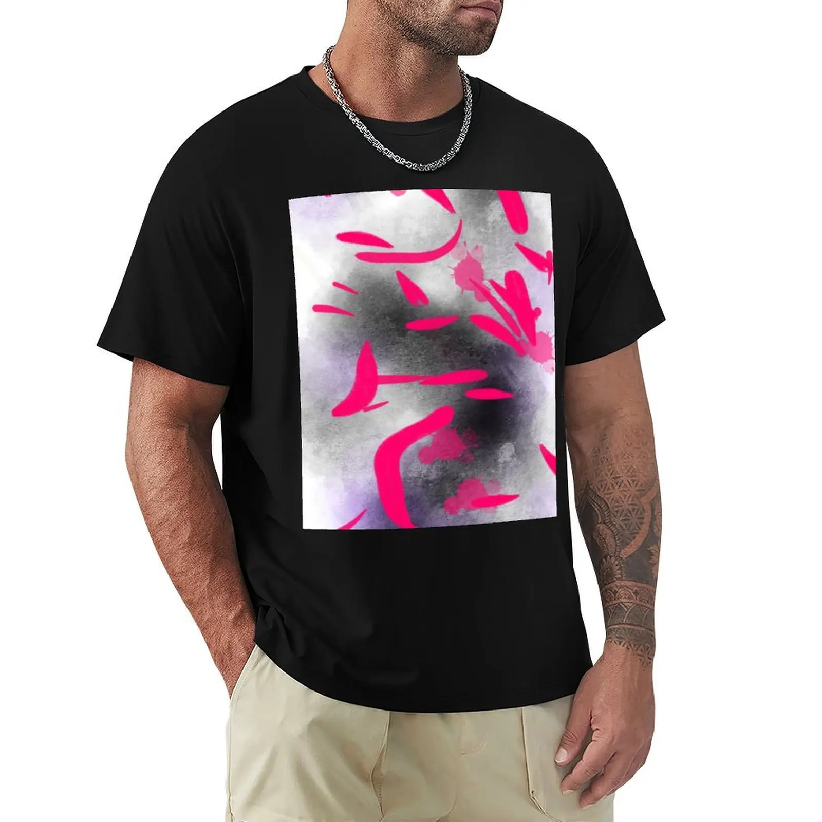 

Hot pink Splash abstract T-Shirt Plus Size Summer Short Sleeve T-Shirt