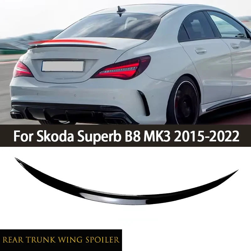 Car Exterior Tuning Rear Trunk Lid Spoiler Wing Stickers For Skoda Superb B8 MK3 2015-2022 Auto Accessories