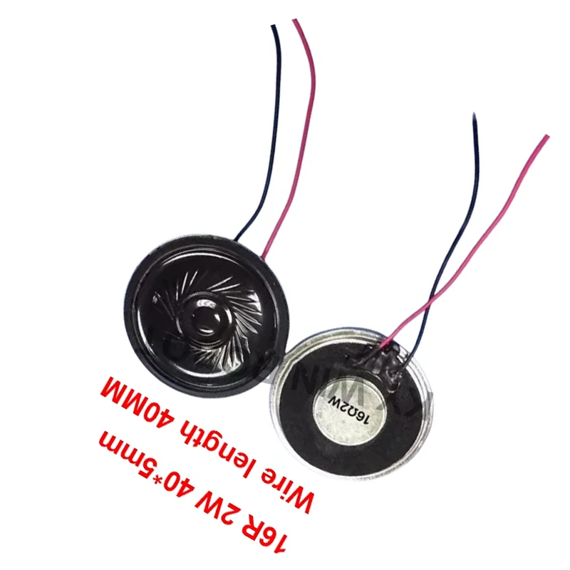 2pcs/lot New Ultra-thin Mini Speaker 16 Ohms 2 Watt 2W 16R Speaker Diameter 40MM 4CM Thickness 5MM With Wire 40MM