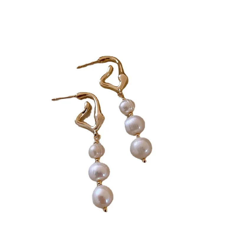 Heißer Verkauf Trendy Natürliche Barock Süßwasser Perle 14K Gold Gefüllt Weibliche Quasten Stud Ohrringe Schmuck Nicht Allergisch Geschenke Billig – Detail 7