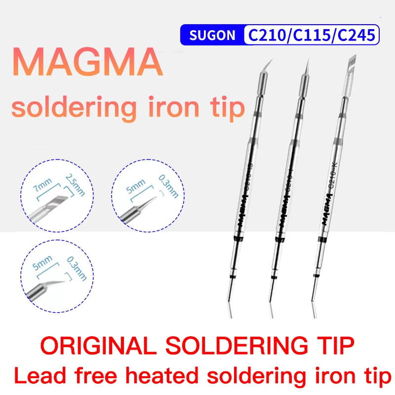 MAGMA  SUGON Original soldering iron tips C210 C115 C245 with handle and heating element, lead-free soldering iron tip