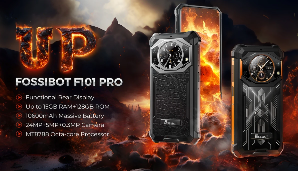 2025 New Fossibot F101 Pro, Cpu Mtk8788 120Hz 5.45 Inches, with Secondary Screen 4G Three Proof Smartphone, 8Gb Ram, 128Gb Rom