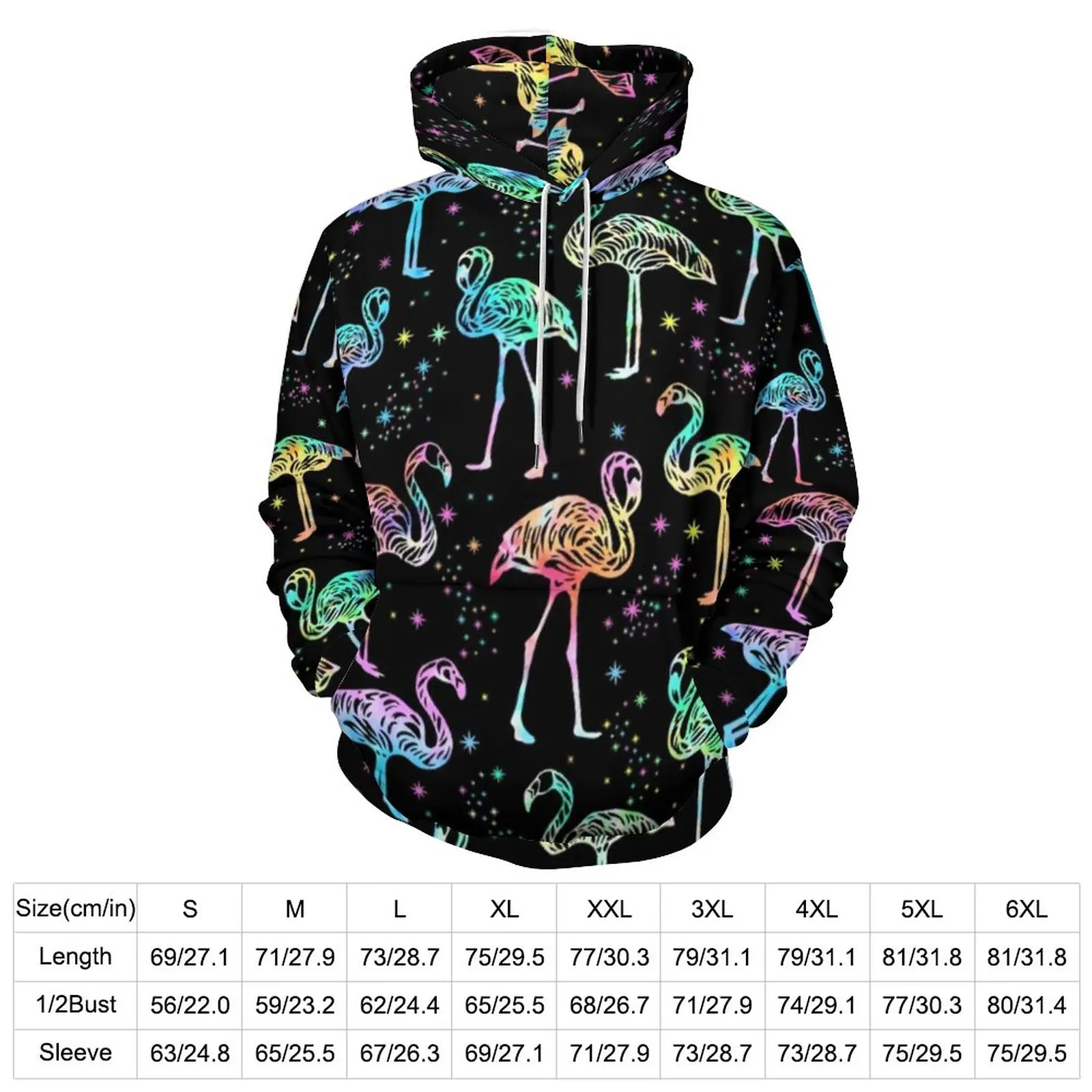 Colorful Flamingo Casual Hoodies Funny Animal Print Y2k Hoodie Couple Long Sleeve Oversize Korean Fashion Loose Sweatshirts