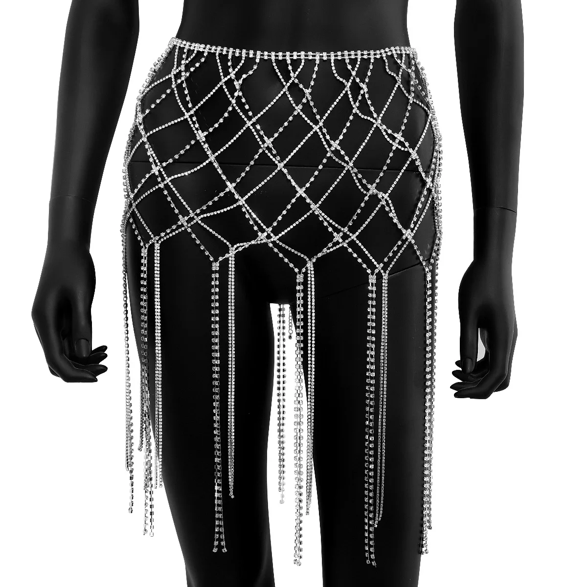 Sommer Strass Quaste Röcke Bikinis Dessous Zubehör Nachtclub Kleidung Bling Sexy Körper Kette Kleid Schmuck – Detail 2