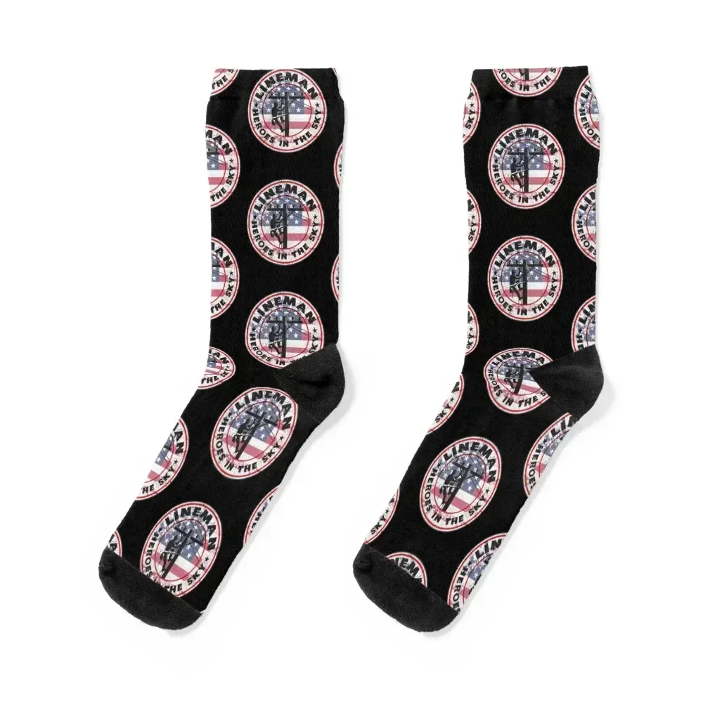 

Lineman Heroes In The Sky Socks Non-slip custom sports Run Hiking boots Socks Female Men's