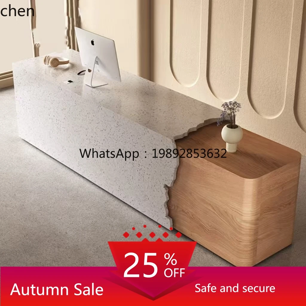 

Light Luxury Company Cashier Reception Desk Simple Lobby Creative Log Color Bar Table