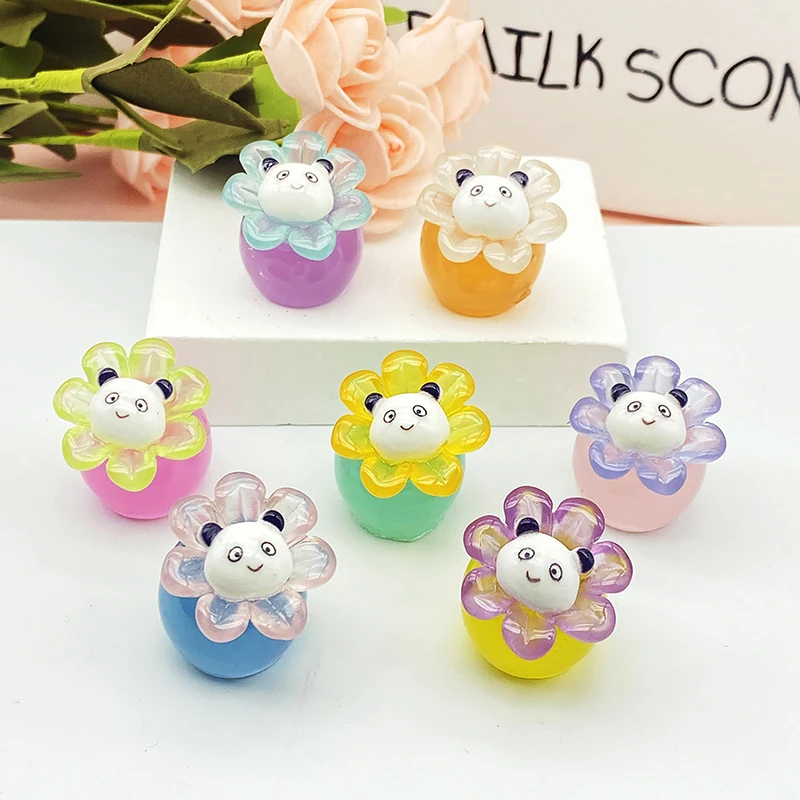 Luminous Flower Panda DIY Night Light Parking Sign Display Handmade Keychain Pendant Hairpin Accessories