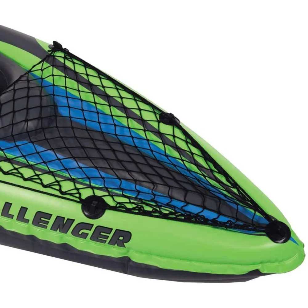 Challenger K1 Kayak 1 uomo canoa gonfiabile con remi in alluminio e pompa a mano, verde/blu