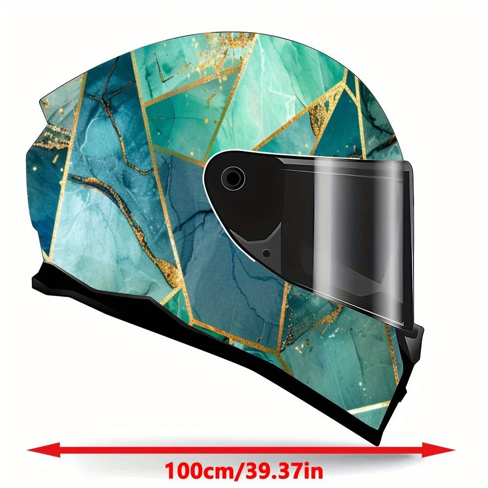 Grün-goldene geometrische PVC-Motorradhelm-Vinylfolie, selbstklebender wasserdichter Aufkleber, kratzfeste dekorative Folie für Full F