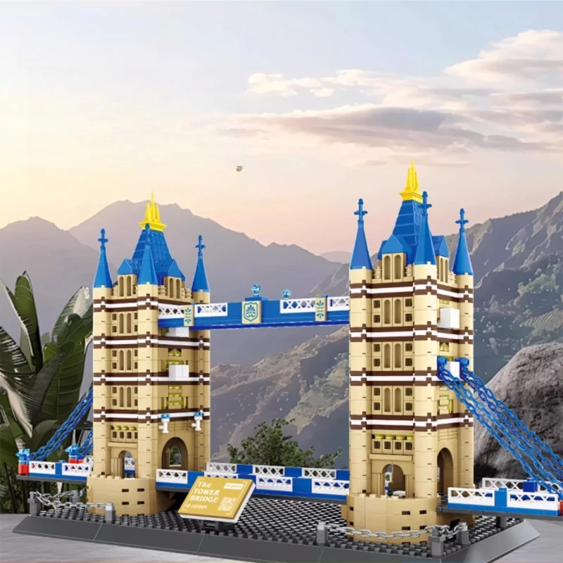 

SEMBO London Twin Towers Bridge Building Blocks Children's Trendy Play Assembled Twin Bridge Building Model Educational Toy