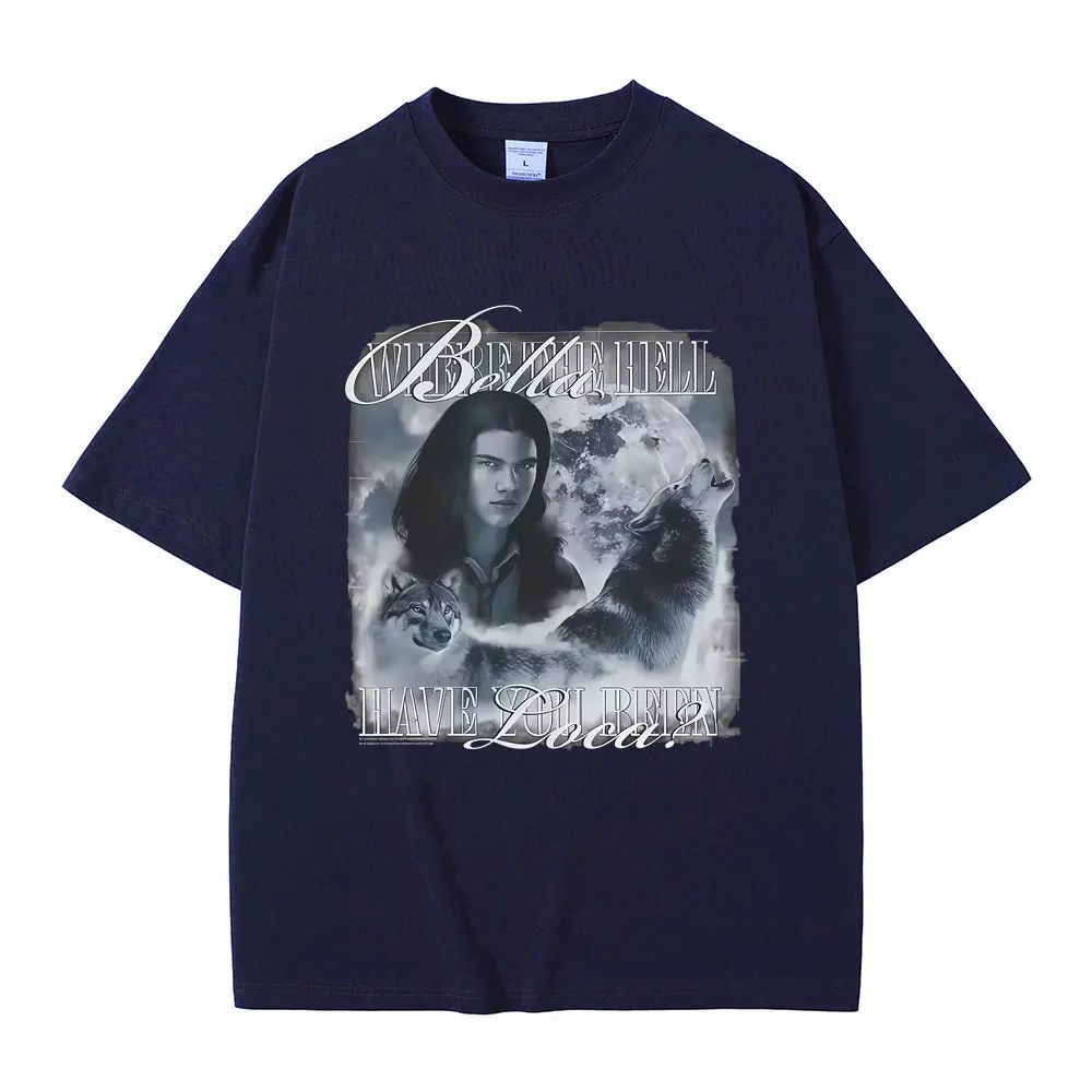 فيلم الشفق وولف جاكوب الأسود الجرافيك تي شيرت الرجال النساء عادية القطن Vintage قصيرة الأكمام تي شيرت الرجال المتضخم تي شيرت #3