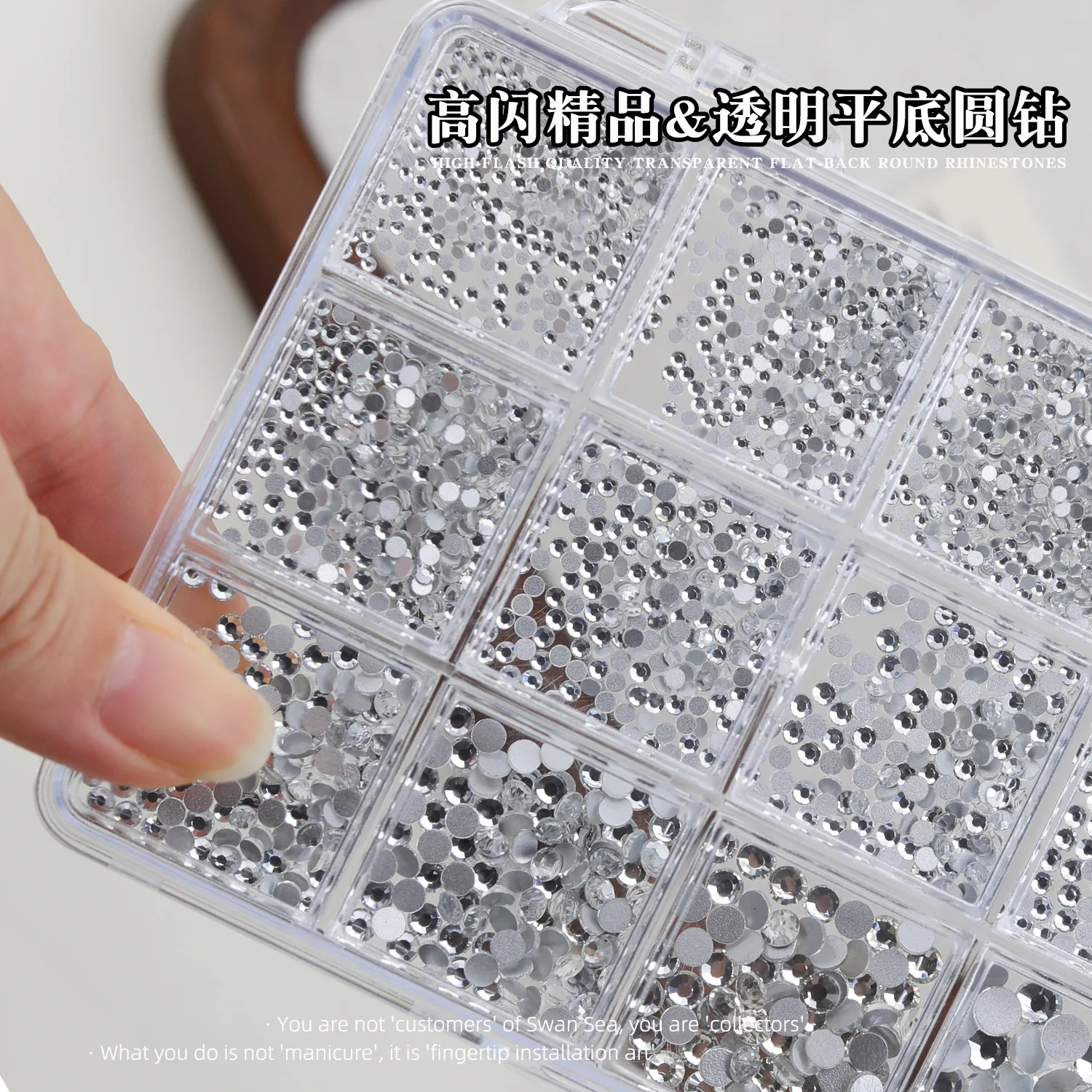 12 Grids/Box Sparkle K9 Mini Round Flatback Diamonds Nail Art Charms Clear Colorful White Stacked Gems Manicure DIY Materials