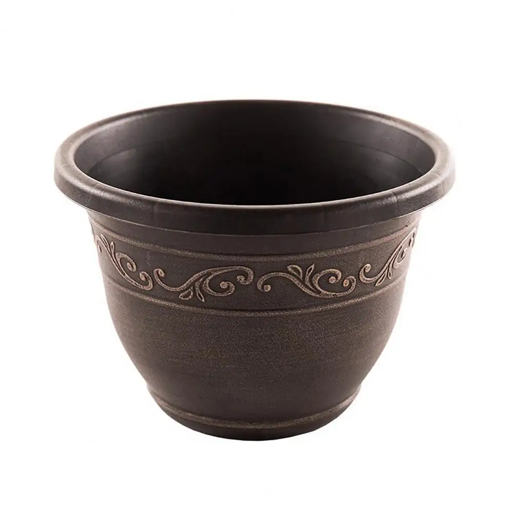 Resin Flower Planters, Vintage Plant Pot with Drainage Hole & Saucer, Lightweight Resin Flower Pot for Indoor Outdoor, Retro Imi