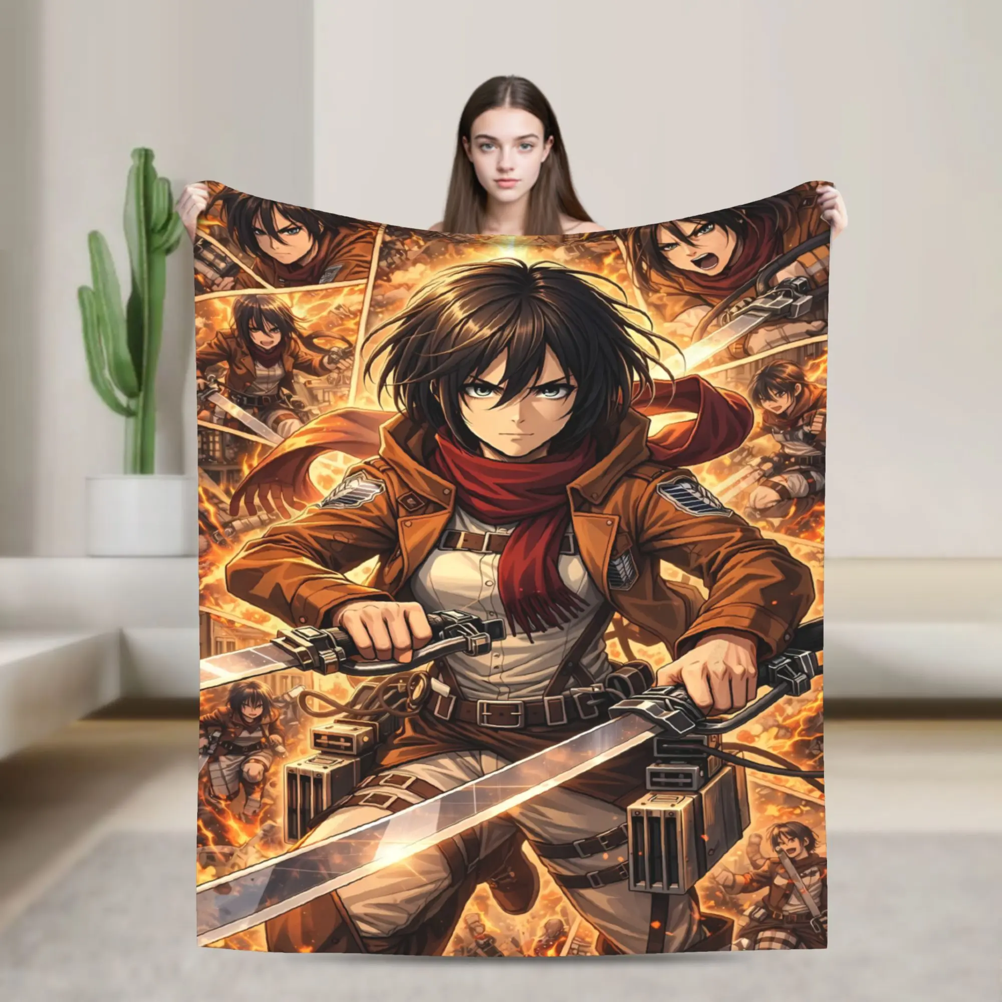 Anime Attack on Titan Flannel Blankets  Soft Throw Blanket for Couch Bed Travel Office Funny Bedspread Sofa Bed Cover