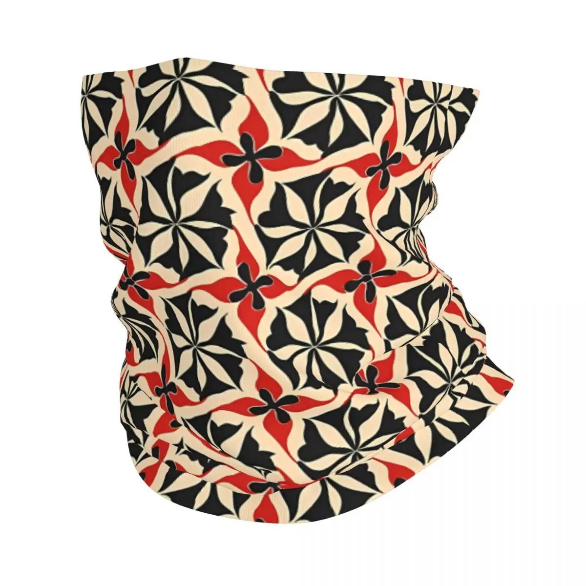 Abstrato geométrica fina envoltório lenço, Bandana preto e vermelho, pescoço Gaiter, tampa do rosto, Headband