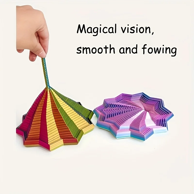 1Pc Random Color 3D-Printed Star Fidget Spinner Set - 2 Sizes with Gradient Rotating Polygons, Expandable Sensory Desktop Decor