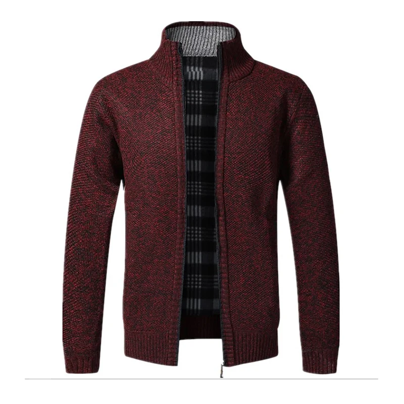 Autumn And Winter New Cardigan Long Sleeve Stretch Slim Fashion Casual Men\'s Clothing Stand Collar Zipper High Quality Sweater