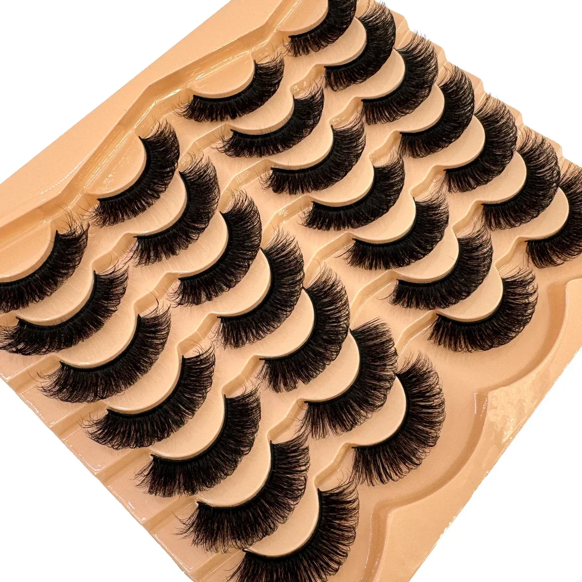 HBZGTLAD Neu 14 Paar Künstliche Nerz-Wimpern Flauschige Falsche Wimpern Dichtes Volumen Dramatische Katzenaugen-Wimpern Lange Streifen-Wimpern Set