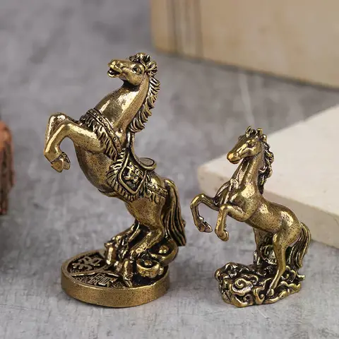 Chinese Zodiac Horse Statue Bronze Horse Desktop Decoration Living Room Tea Table Sculpture Metal Craft Home Decorations
