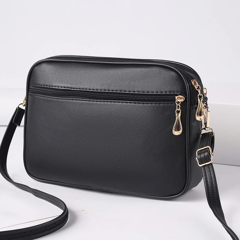 Trzy zamki torba Crossbody o dużej pojemności nowa modna i prosta monochromatyczna torba na aparat z haftowaną falą w kształcie rombu