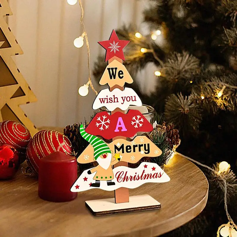 Christmas Tree Santa Claus Decoration Wooden Christmas Signs Plaque Desktop Ornaments 2025 New Year Party Decor