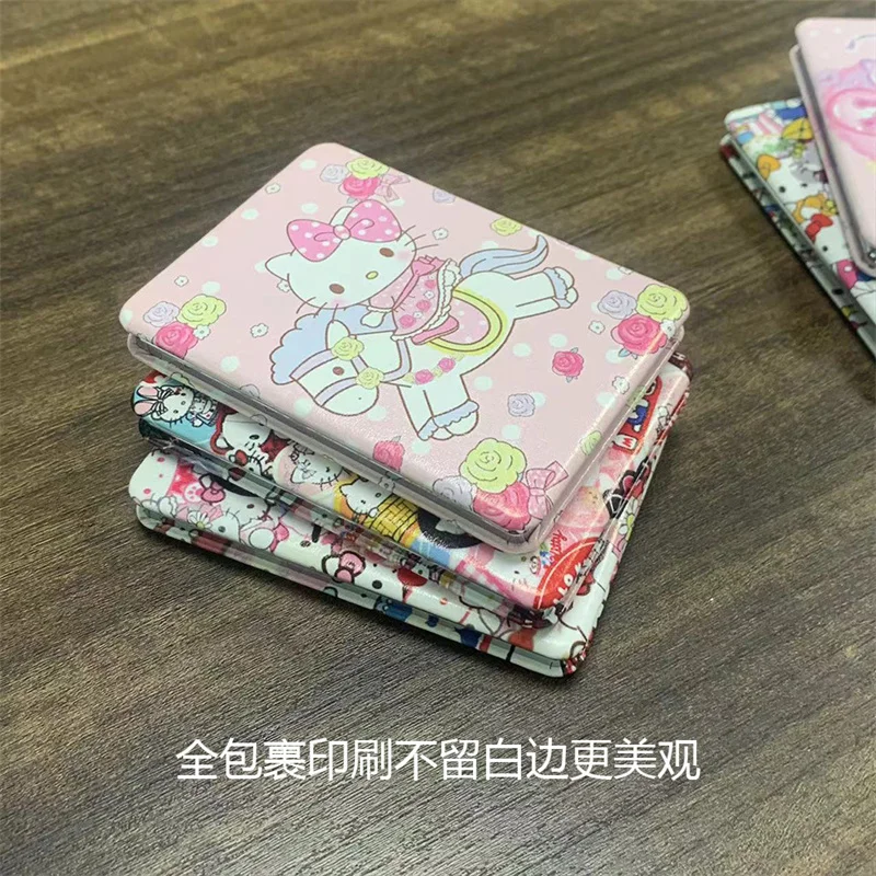 Miroir cosmétique portable rectangle double face pour femmes, Hello Kitty, Kuromi Melody Cartoon Girls, miroir pliant, petit cadeau