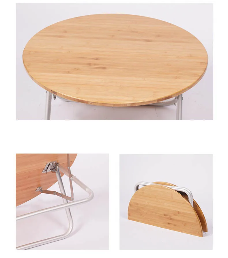Outdoor Picnic Barbecue Table Camping Bamboo Tea Table Simple Foldable Small Round Table Convenient  Self Driving Tour Table