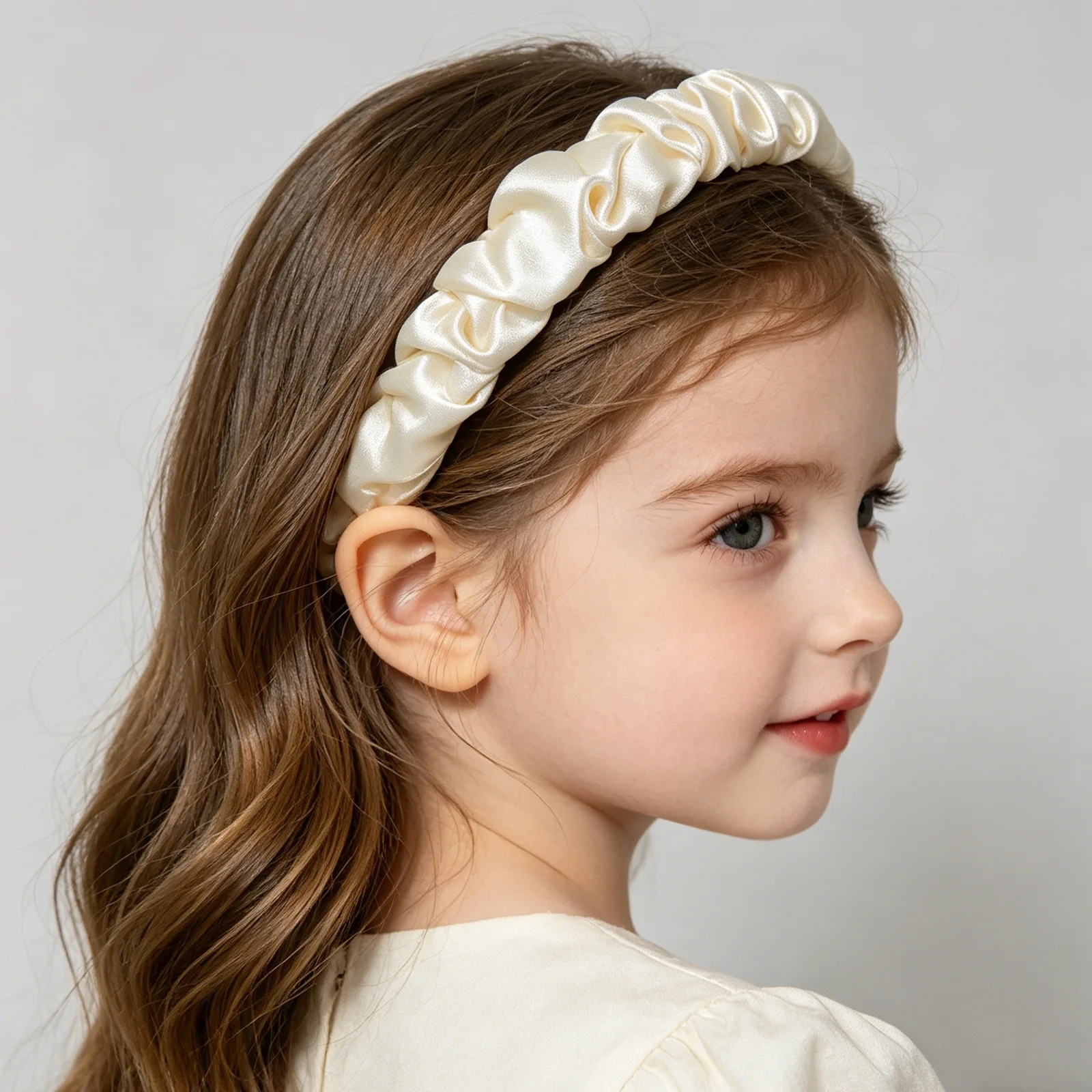 3pcs Girls Pearl Flower Headband kids Hairband Satin Rose Hair Hoop for Toddler Wedding Party Photo Prop Summer Hair Accessories